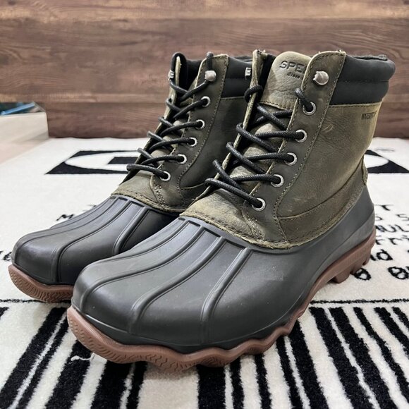 Sperry Men's Brewster Waterproof Duck Boots STS15804 Olive/Black Size 10.5us - Picture 1 of 10